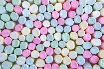 Colorful, sweet marshmallows. Pastel background