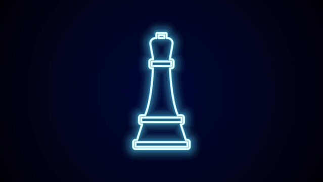 Glowing neon line Chess icon isolated on black background. Business strategy. Game, management, finance. 4K Video motion graphic animation