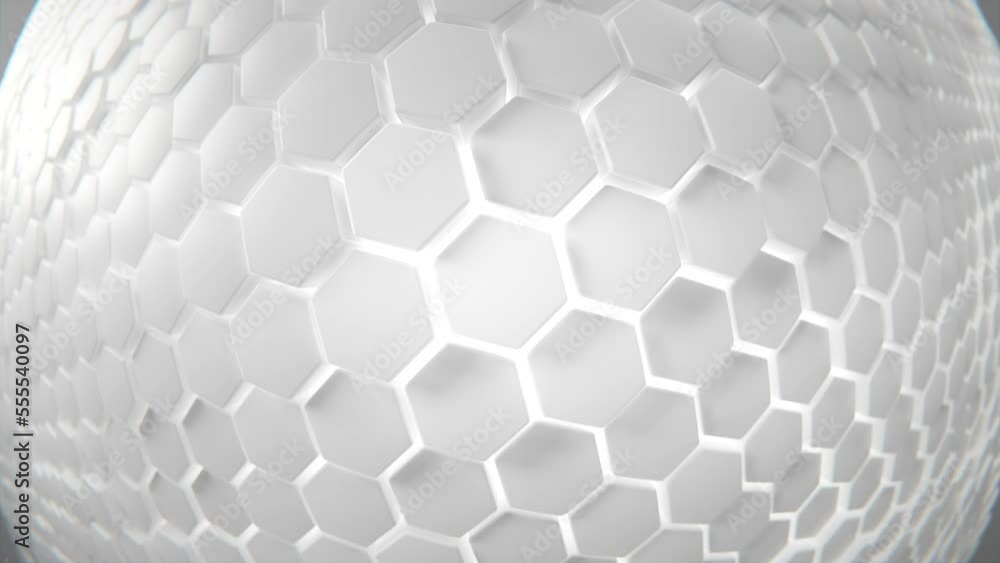 Poster futuristic hexagon background. 3d render. abstract white hexagonal pattern. random motion. seamless 