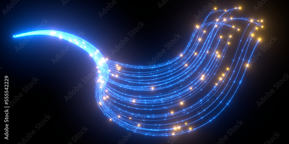 Poster beautiful abstract lines on a black background. modern technological background. futuristic design. 