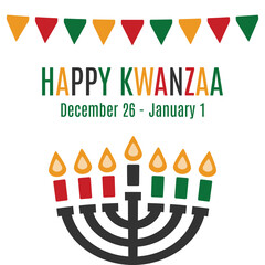 Happy Kwanzaa. African celebration. Vector illustration on white background. 