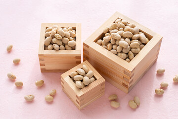 節分　豆　木の升　日本文化