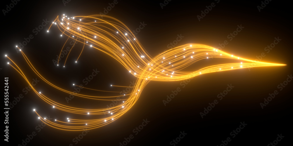 Poster beautiful abstract lines on a black background. modern technological background. futuristic design. 