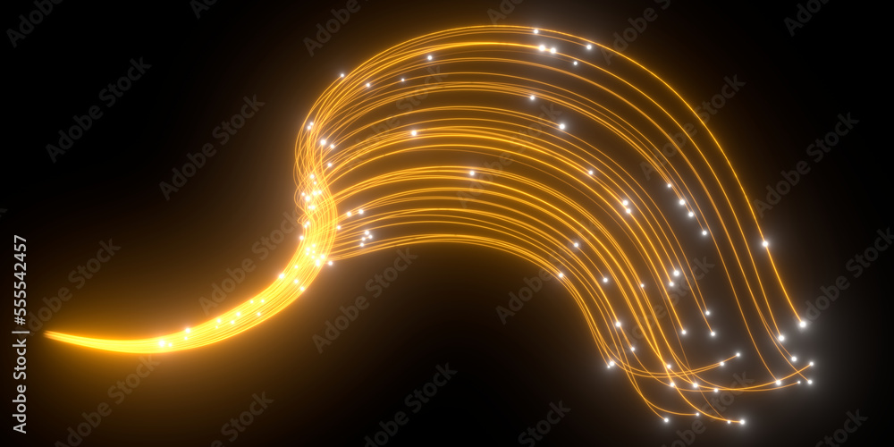 Poster beautiful abstract lines on a black background. modern technological background. futuristic design. 