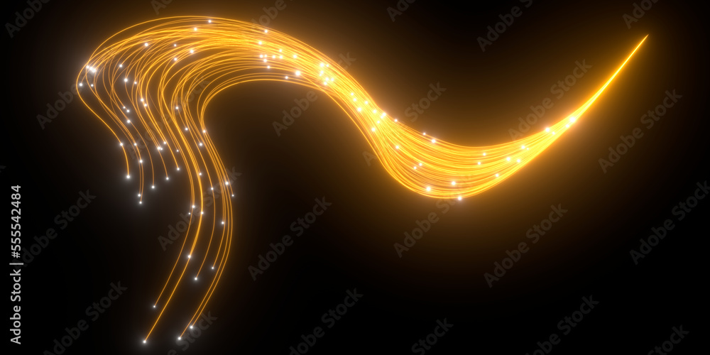 Poster beautiful abstract lines on a black background. modern technological background. futuristic design. 