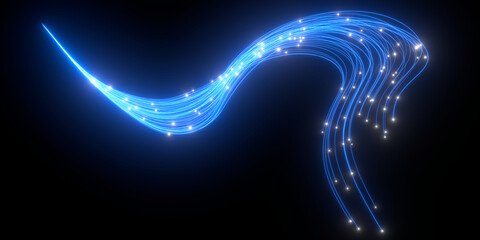 Beautiful abstract lines on a black background. Modern technological background. Futuristic design. 3d rendering image.