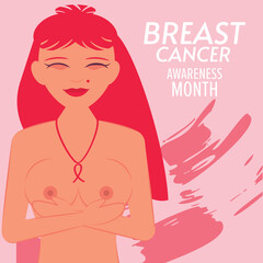 Colored breast cancer awareness month poster Vector