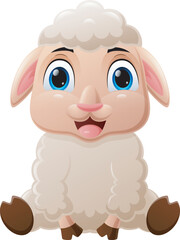 Cute baby sheep cartoon sitting