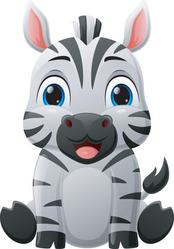 Cute baby zebra cartoon sitting