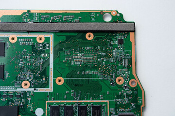 Closeup of the laptop mainboard (PCB)