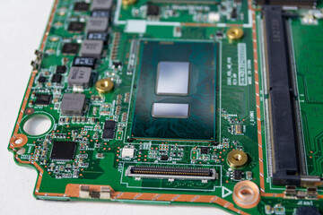 Closeup of the laptop processor