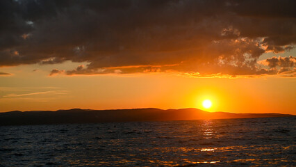 Beautiful sunset at the sea in summer. 