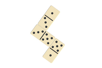 Dominoes tiles isolated on white background. Top view. 3d render