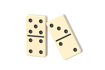 Dominoes tiles isolated on white background. 3d render