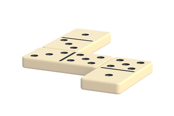 Dominoes tiles isolated on white background. 3d render
