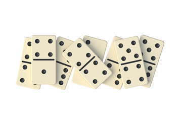 Stack of dominoes tiles isolated on white background. Top view. 3d render