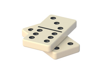 Dominoes tiles isolated on white background. 3d render