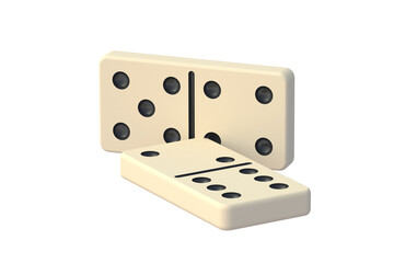 Dominoes tiles isolated on white background. 3d render