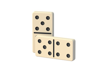 Dominoes tiles isolated on white background. 3d render