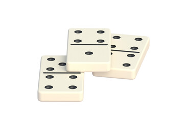 Dominoes tiles isolated on white background. 3d render