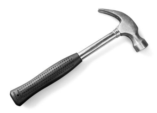 Metal work hammer with rubber handle