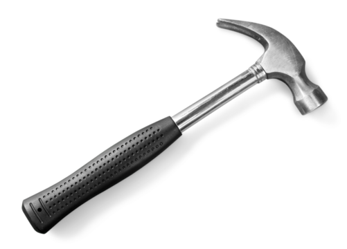 Metal work hammer with rubber handle