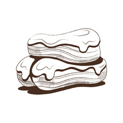 Tasty eclairs on white background