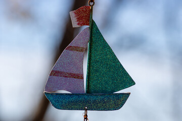 colorful sailboat with glitter decoration