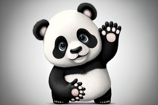 cute symbol of a panda waving its hand. cartoon depiction of the panda as the company's mascot. Generative AI