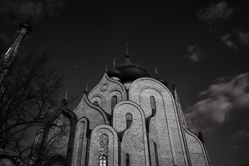 Orthodox church building against the sky background.