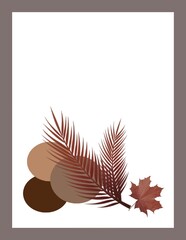 Abstract minimal card concept autumn background with leaves isolate white background 