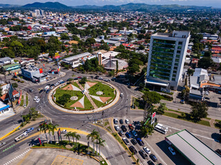 Beautiful aerial view of the city and buildings of Tegucigalpa in Honduras 