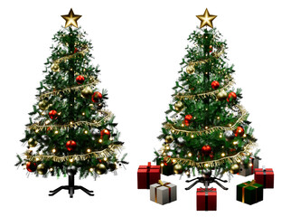 Christmas tree with Gift Boxes Alpha Overlay Background