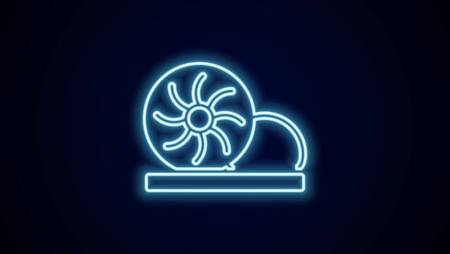 Glowing neon line Xiao long bao or steamed dumplings icon isolated on black background. Chinese food. 4K Video motion graphic animation