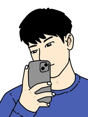 cute man cartoon on white backgorund