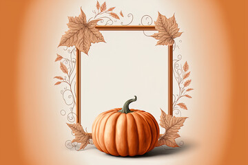drawn frame with a pumpkin colored backdrop. Generative AI