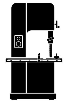 Bandsaw / Woodworking equipment. Simple illustration, line art, clipart, geometric, icon, object, shape, symbol, etc. PNG with transparent background. Design elements for websites and other graphics.