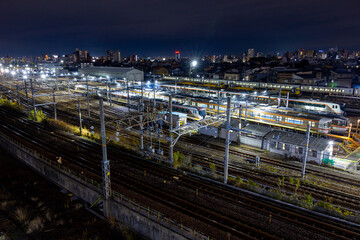 Fototapeta na wymiar 【愛知県】名古屋車両区の夜景