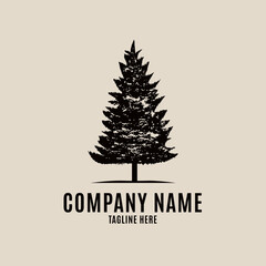 Fototapeta na wymiar Pine tree vintage logo, icon and symbol, vector illustration design
