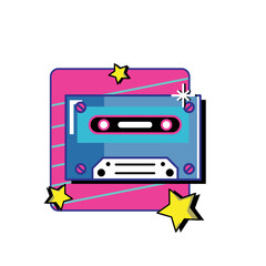 Music Cassette 90's Vibe in Flat Design Style
