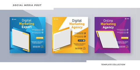 Creative online marketing agency live webinar and corporate social media post template
