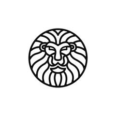 Lion head icon vector logo design in a circle badge
