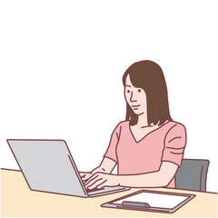 ノートパソコンで仕事をする女性