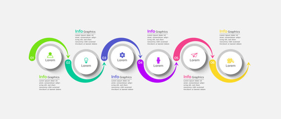 Vector design circular infographic business with 6 step