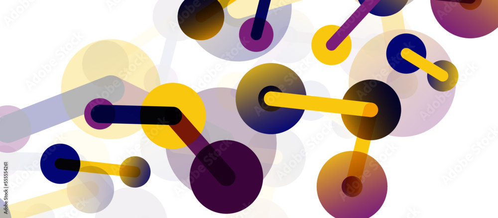 Poster line points connections geometric abstract background. circles connected by lines. trendy techno bus