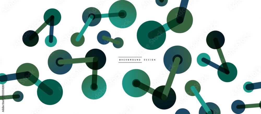 Poster line points connections geometric abstract background. circles connected by lines. trendy techno bus