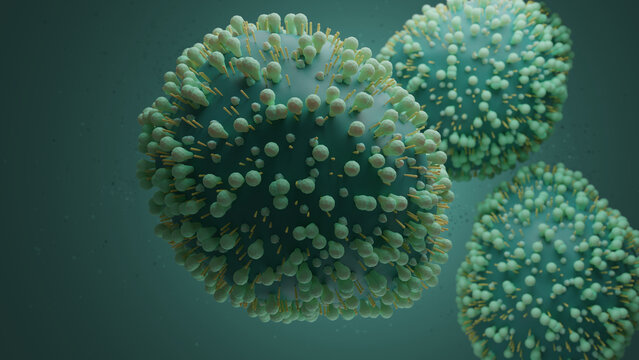 Respiratory syncytial virus or RSV, 3d rendering medical illustration, or human orthopneumovirus
