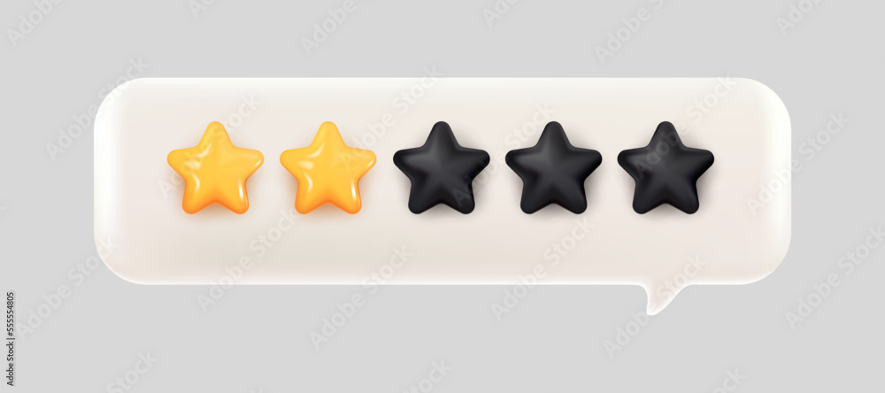 Wall mural three of five stars rating bubble chat 3d mesh vector