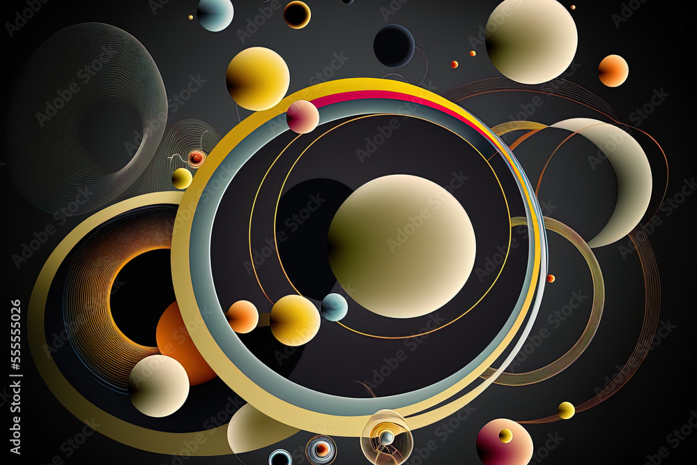 Poster background with an abstract hue, with lines and circles. generative ai