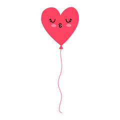 Pink Balloon Heart. Romantic Valentines Day greeting card
